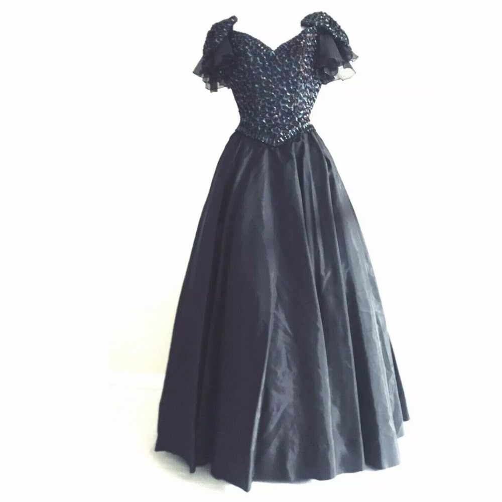 Vintage Mike Benet | Formals Womens Sequins Ball Gown Dress Maxi Embroidered - Picture 3 of 12